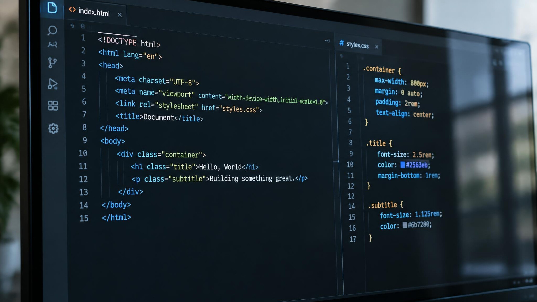 Close-up of HTML code on a computer screen