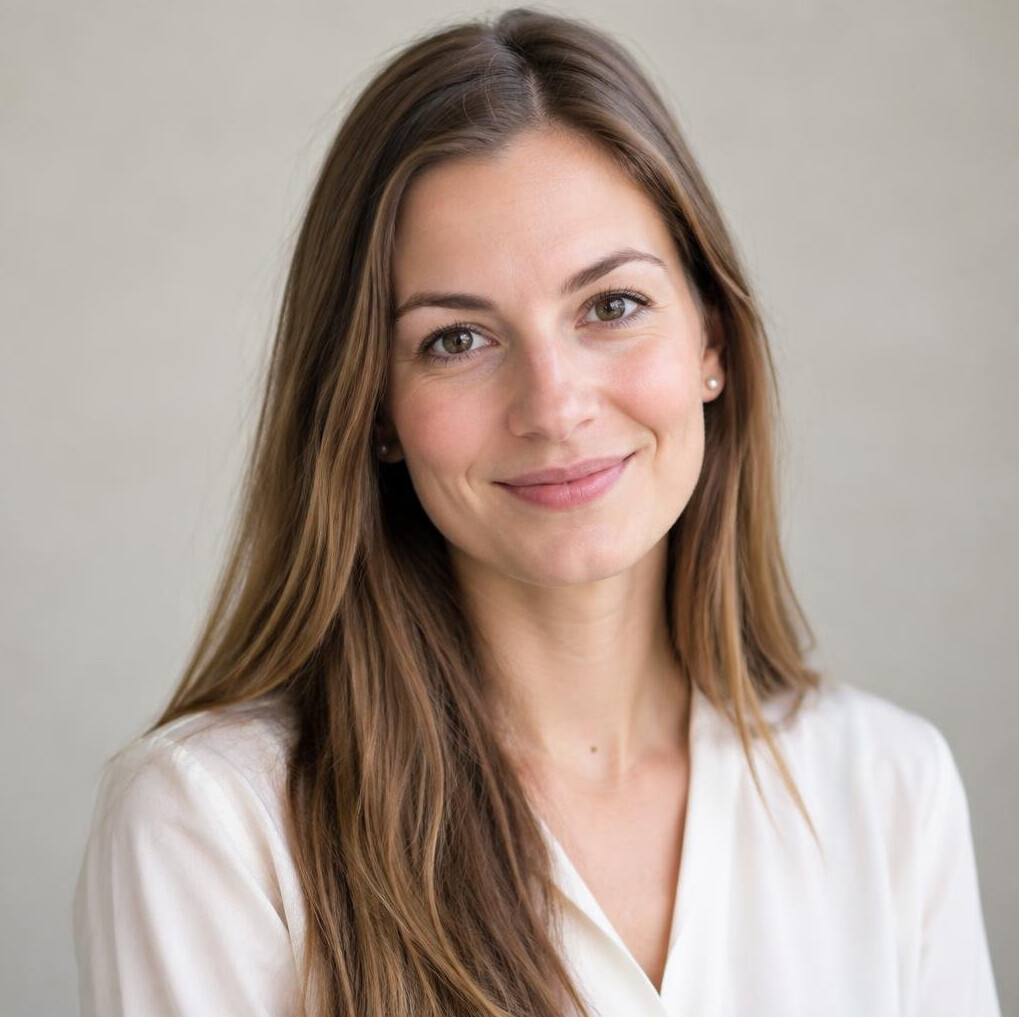 Portrait of a young woman with long hair smiling
